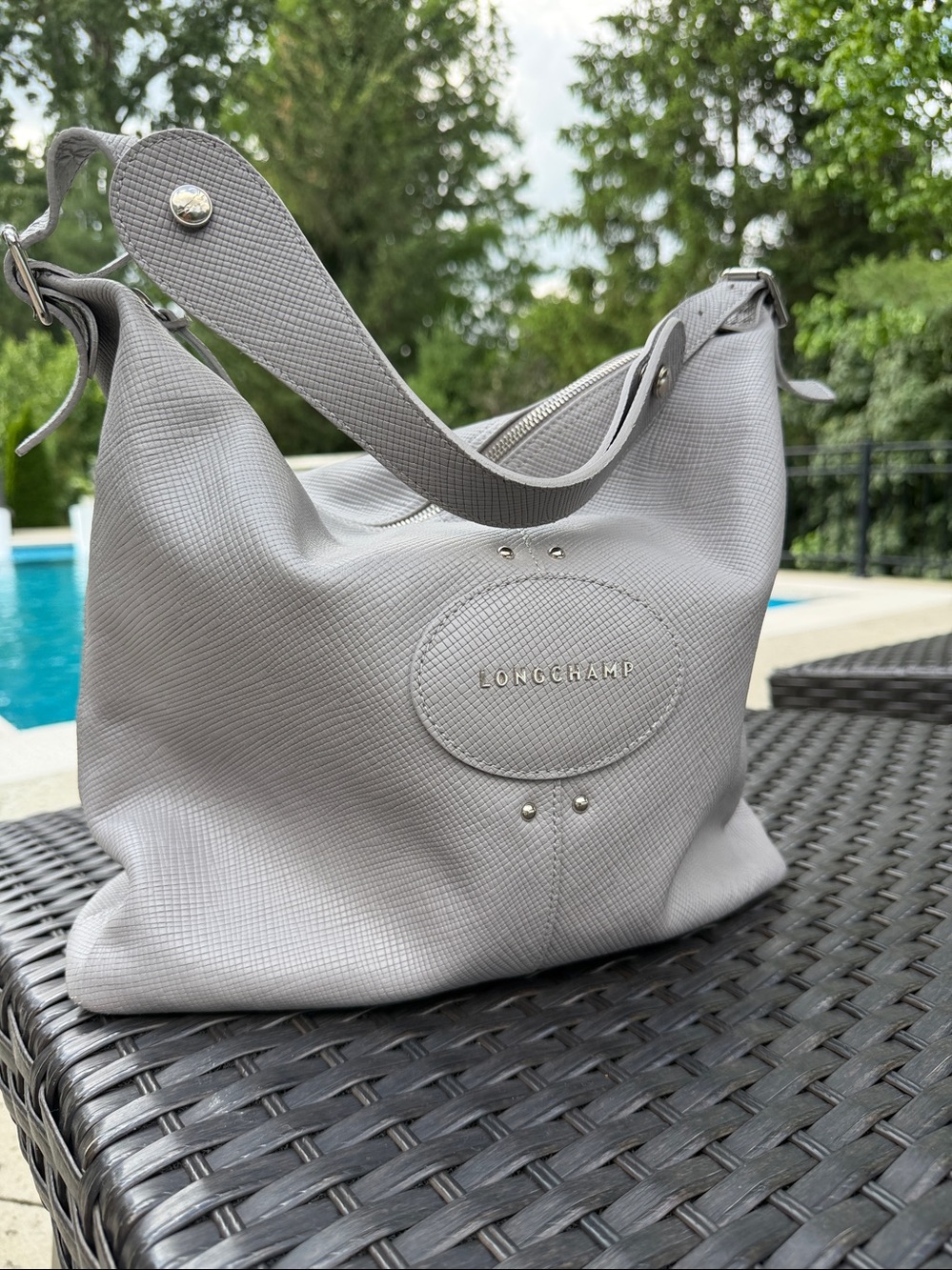 Longchamp Le Pliage Quadri Genuine Leather Hobo Shoulder Bag  Soft Luxurious